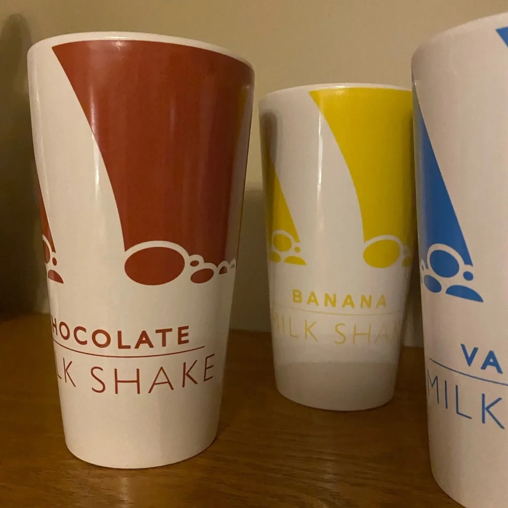 Colorful Milkshake Tumblers Set of 4 Ceramic Retro Summer Ice Cream Social